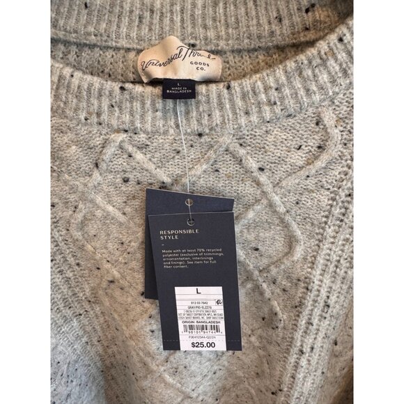 NWT Universal Thread Gray Round Neck Cable Knit Pullover Sweater Womens Size L - Picture 6 of 9